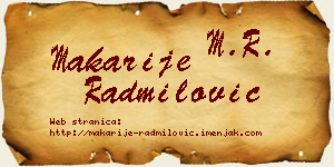 Makarije Radmilović vizit kartica